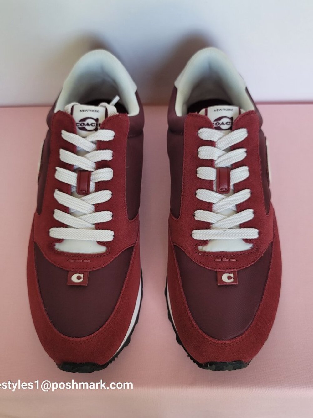COACH Runner Lace-up Suede & Nylon Sneakers- Women’s Size 9.5B-Merlot/Dark Ruby⭐